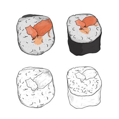 Renk eskiz suşi rulo