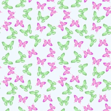 yeşil ve mor kelebekler ile desen