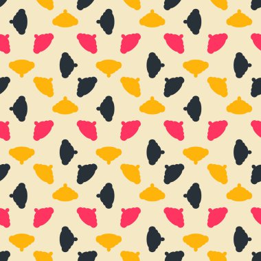 desen sarı, kırmızı ve siyah Demlikli