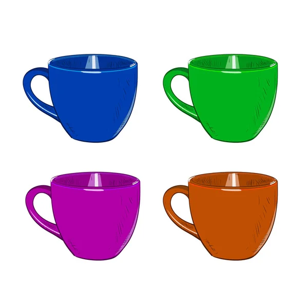 Набор цветных чашек — стоковый вектор