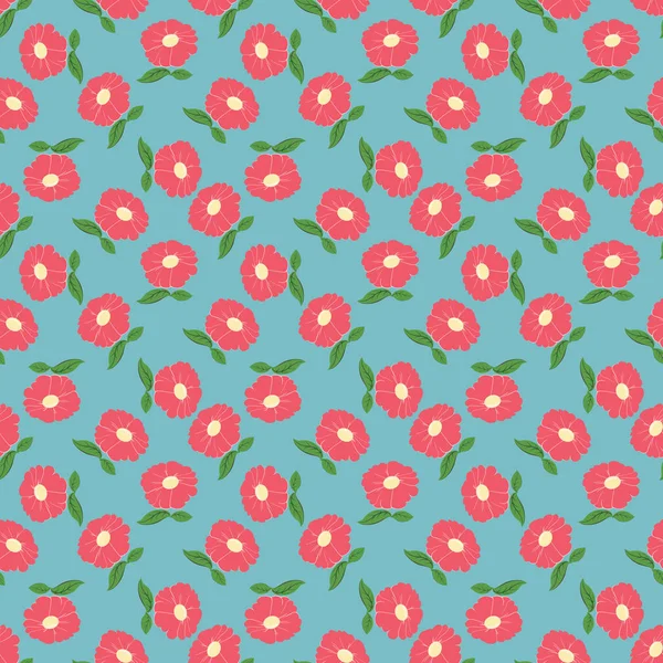 Flores rojas sobre fondo azul — Vector de stock