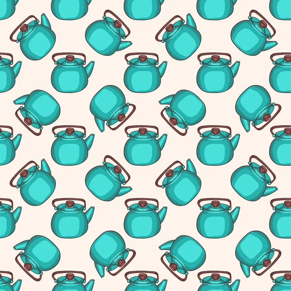 Pattern with blue kettle — Stock Vector