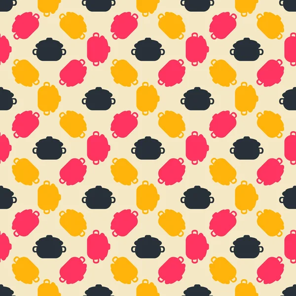 Muster mit gelben, roten und schwarzen Töpfen — Stockvektor