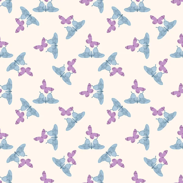 青と紫の蝶のパターン — ストックベクタ