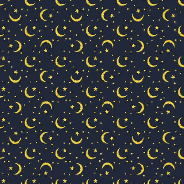 Muster mit Monden und Sternen — Stockvektor