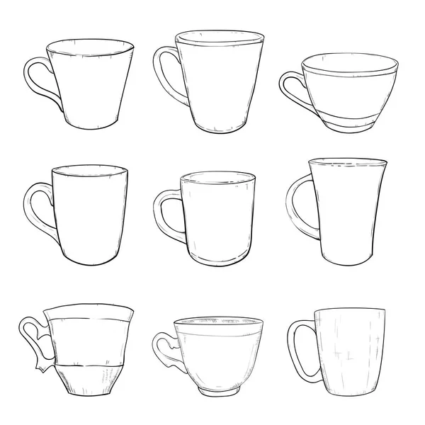 Набір ескізів чашок — стоковий вектор