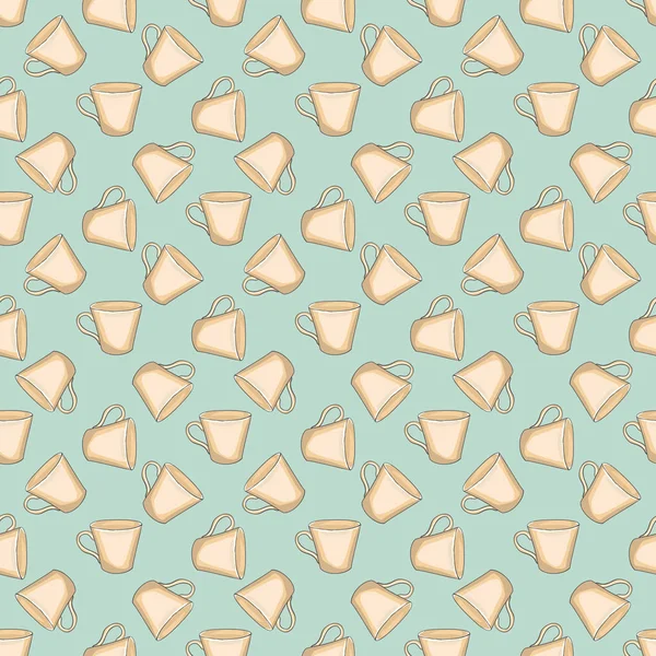 Pattern with beige cups — Stock Vector