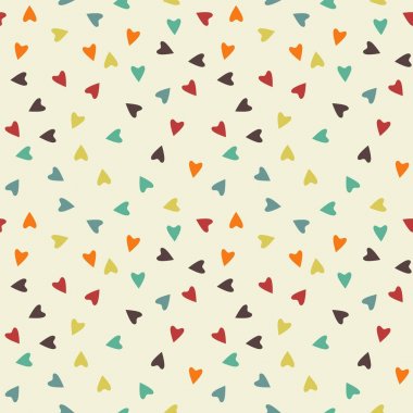 doodle yürekleri renkli desen