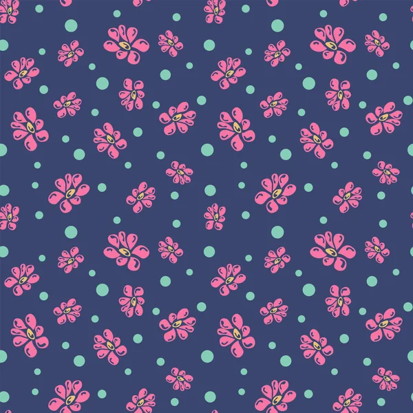 Färgglada doodle mönster med blommor — Stock vektor