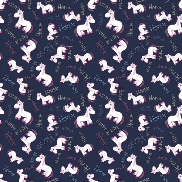 Motif coloré avec des chevaux mignons — Image vectorielle