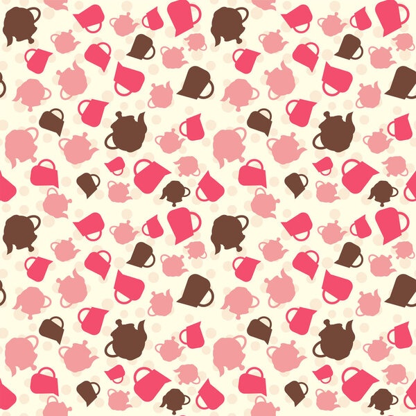 colorful pattern with kettles and teapots