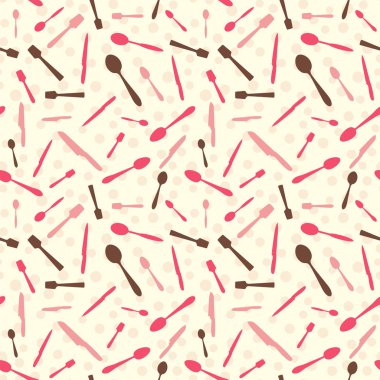 Dikişsiz renkli desen. Vektör arka plan düz stil mutfak aksesuarları ile. Scrapbooking için desenli duvar kağıdı