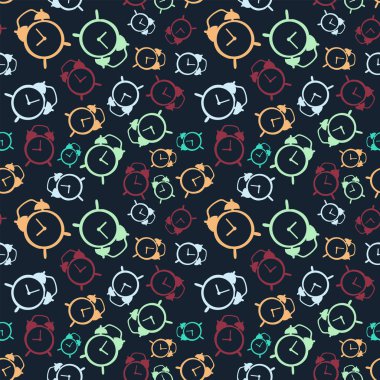 Dikişsiz renkli desen. Vektör arka plan korku masa saati ile. Scrapbooking için desenli kağıt duvar kağıdı