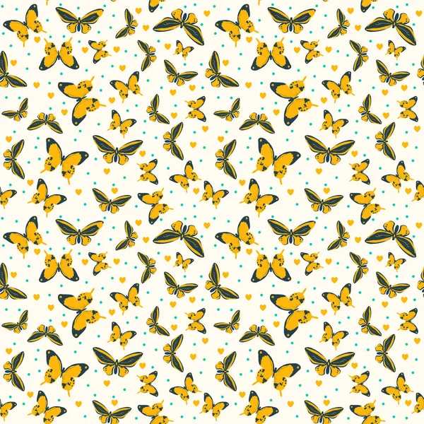 Nahtlose Bunte Muster Vektorhintergrund Mit Flachen Schmetterlingen Und Punkten Gemusterte — Stockvektor