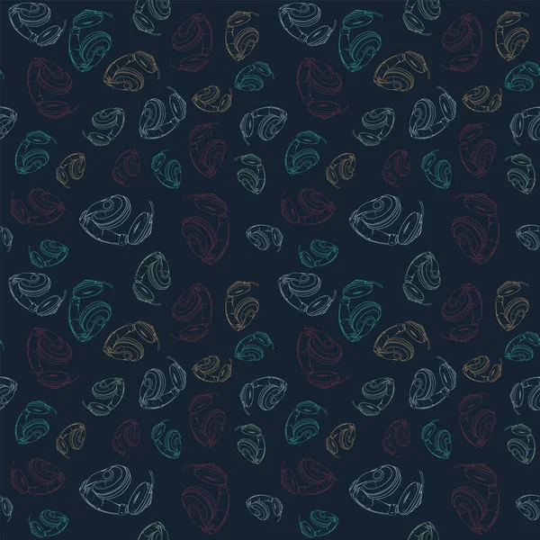 シームレスなカラフルなパターン ヘッドフォンとベクトルの抽象的な背景 スクラップブッ キングのパターン紙壁紙 — ストックベクタ