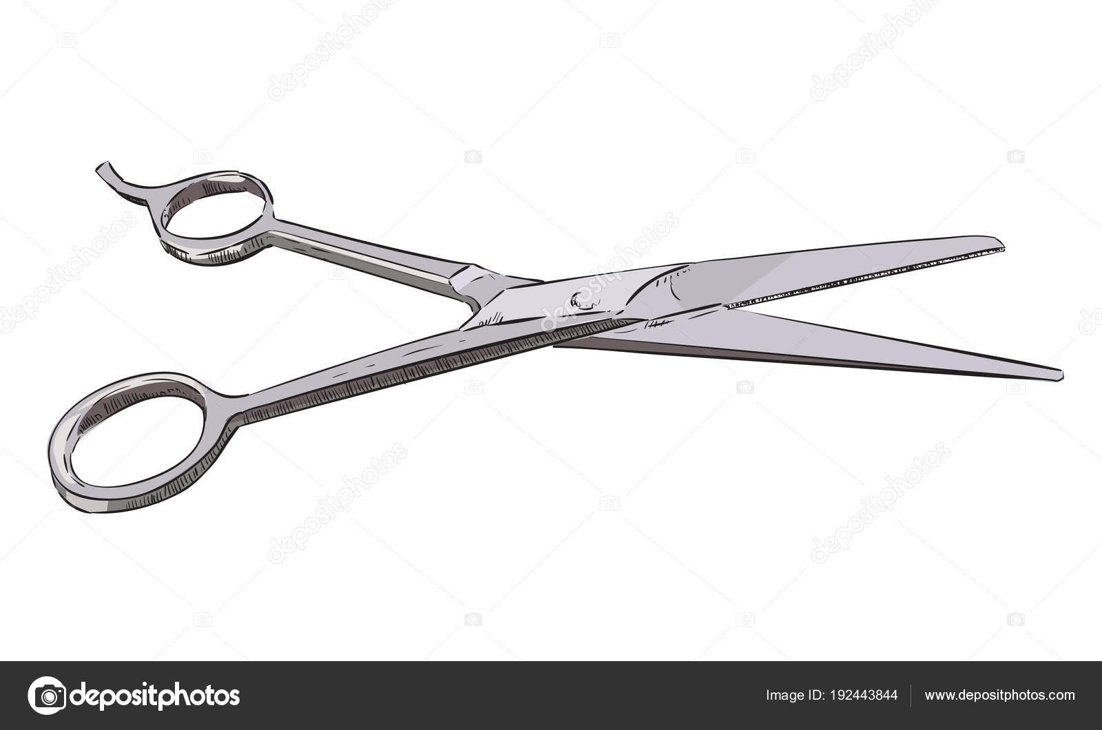 Hand Drawn Color Sketch Scissors Hairstyle Vector Illustration Stock ...