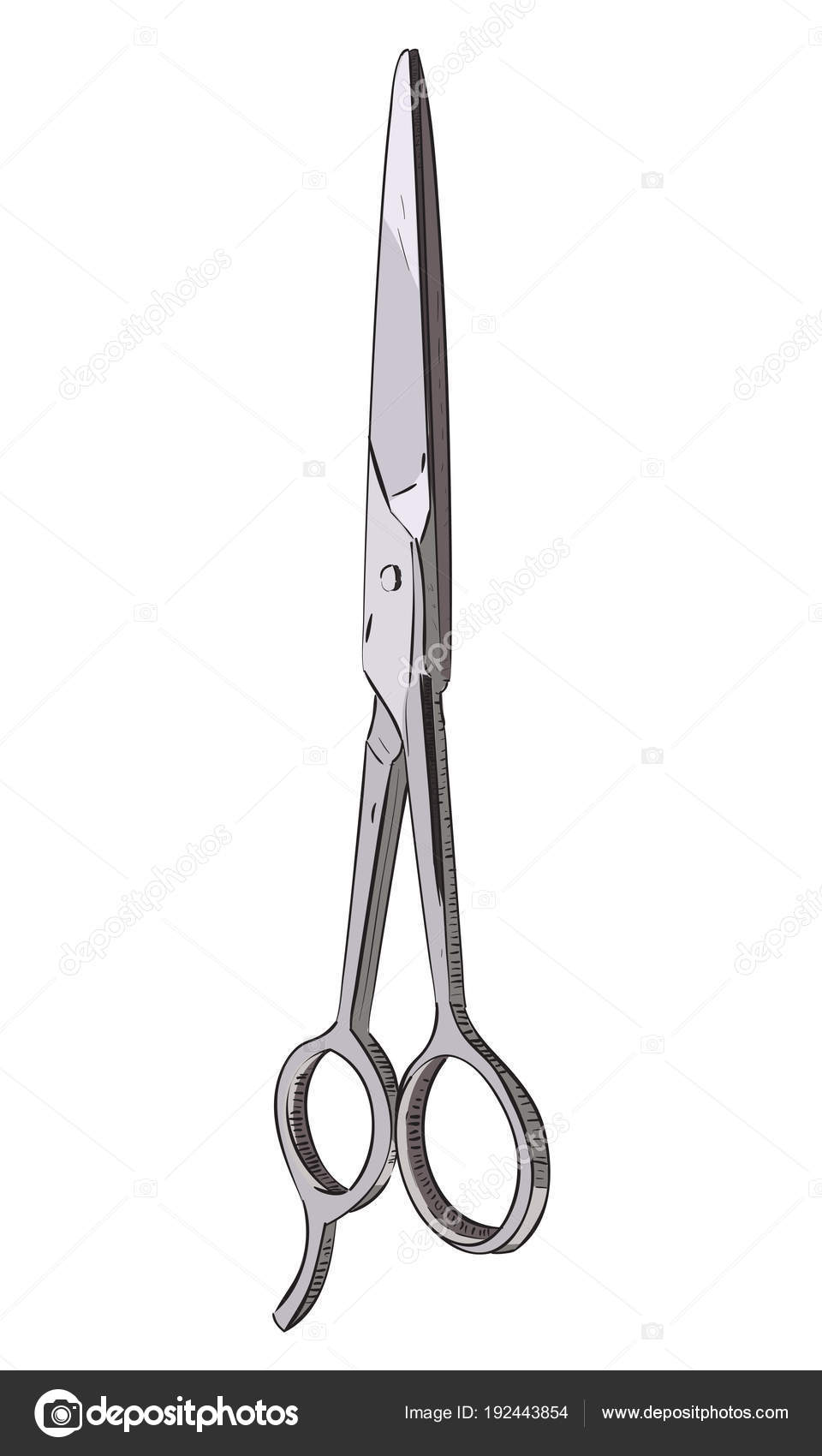 Hand Drawn Color Sketch Scissors Hairstyle Vector Illustration Stock ...