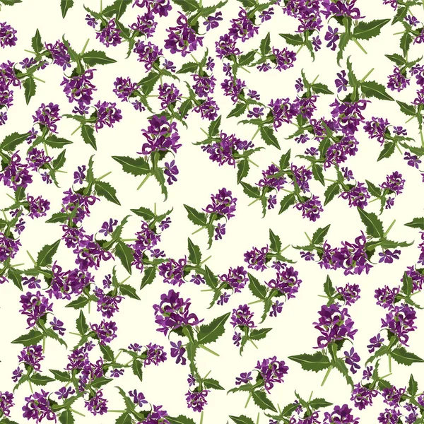 Seamless Cute Purple Floral Pattern Vector Illustration — Stock Vector