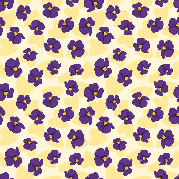 Seamless Cute Purple Floral Pattern Vector Illustration — Stock Vector