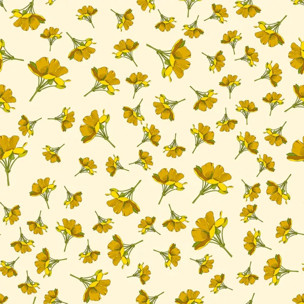 Modello Floreale Giallo Carino Senza Cuciture Vettore Illustrazione — Vettoriale Stock