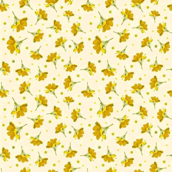 Seamless Cute Yellow Floral Pattern Vector Illustration — Stock Vector