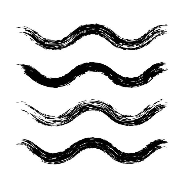 Set Black Ink Gunge Brush Strokes Form Waves Vector Illustration Royalty Free Stock Vectors