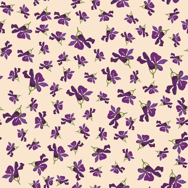 Seamless Cute Purple Floral Pattern Vector Illustration Royalty Free Stock Vectors