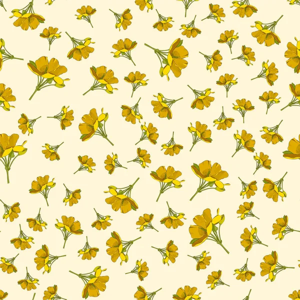 Безшовний Милий Жовтий Квітковий Візерунок Вектор Ілюстрація Стоковий вектор
