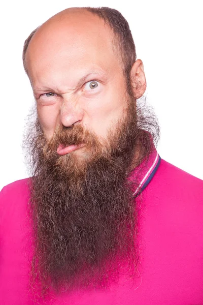 Retrato de un hombre barbudo calvo divertido . —  Fotos de Stock