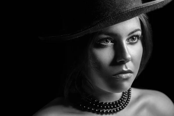 Classic retro beauty portrait. black and white photography Stock Photo