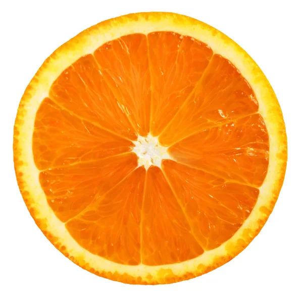 Fruta naranja. Rebanada naranja aislada sobre fondo blanco — Foto de Stock