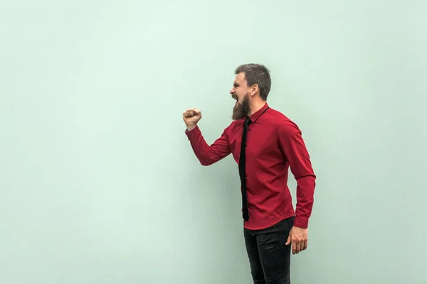 Shout messege. Megaphone. Anger bearded businessman shout. — Stock Image Shout messege. Megaphone. Anger bearded businessman shout. Royalty Free Stock Images