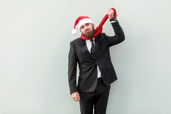 Selbstmordgedanken. bärtiger Geschäftsmann hatte keine Zeit zu kaufen — Stockfoto