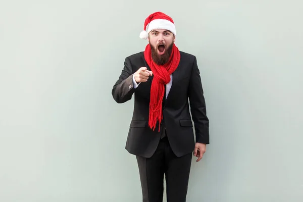 Wow that 's great! Портрет бородатого бизнесмена на Рождество — стоковое фото