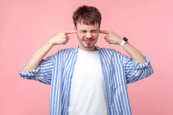 Wollen Sie Nicht Hören Porträt Eines Genervten Brünetten Mannes Mit — Stockfoto