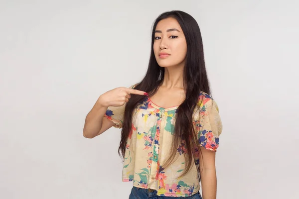 Ben Beste Prachtig Aziatisch Meisje Met Lang Haar Zomer Blouse — Stockfoto