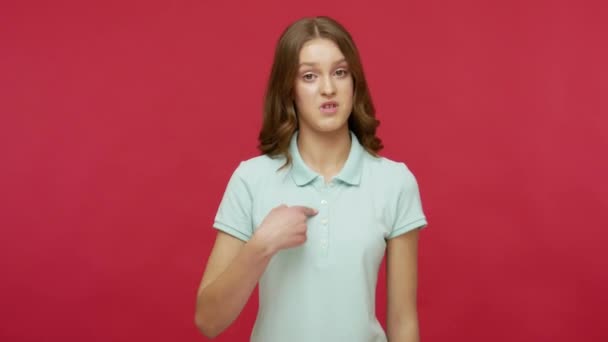 Lügen Sie Mich Nicht Junge Frau Polo Shirt Die Wütend — Stockvideo