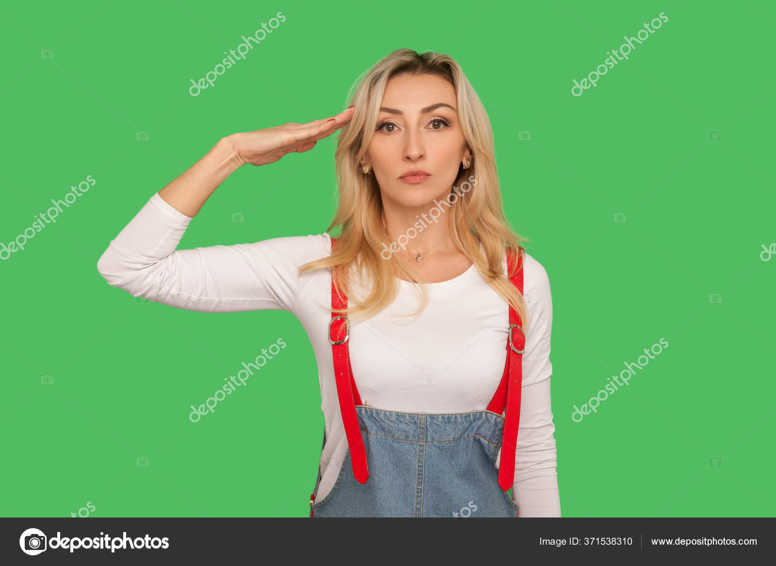 Yes Sir Portrait Responsible Disciplined Adult Woman Stylish Denim Overalls Stock Photo Image By C Khosrork Yes Sir Portrait Responsible Disciplined Adult Woman Stylish Denim Overalls Stock Photo Image By C Khosrork