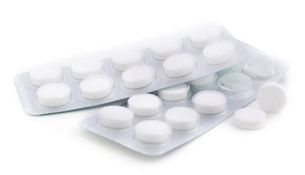 Kapsułki Medyczne Leki Tabletki Odizolowane Białym Tle — Zdjęcie stockowe
