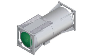 Eskrim ve merdiveni olan tank konteynırı