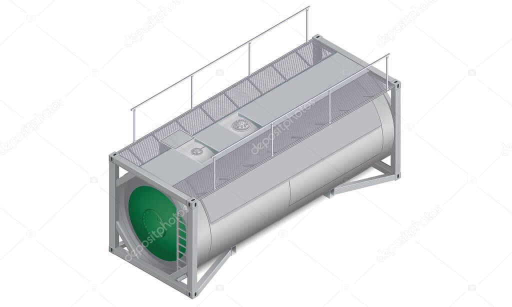 tank container with railing and ladder