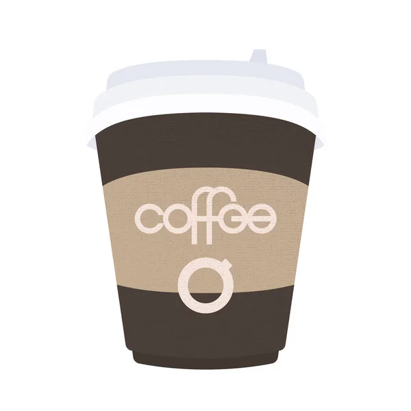 Jednorazowy kubek do kawy, aby przejść z plastikową pokrywą. Ilustracja wektora. — Wektor stockowy