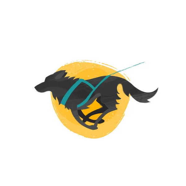 Mushing Canicross Pulling Dog Harness Black Dog Yellow Textured Background — Stockový vektor