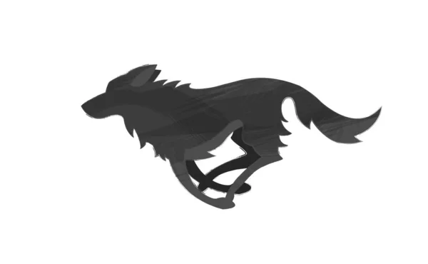 Silhouette Light Texture Running Wolf — Stock Vector