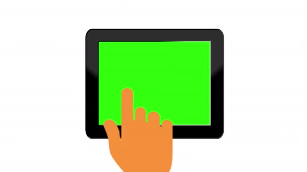 Tablette Écran Défilement Main Contenu Mobile Écran Vert Design Plat — Video