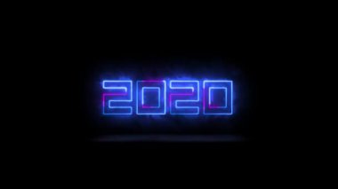 Yeni yıl 2020. YıIın animasyonu. neon ışıkları