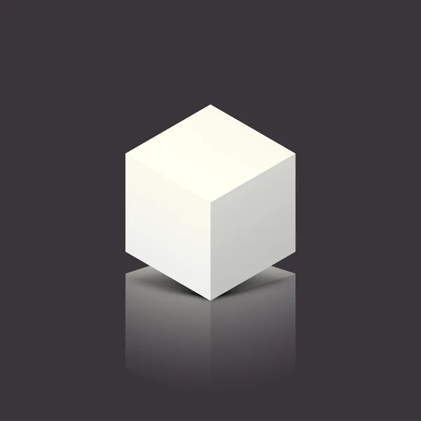 Белый куб на темном — стоковый вектор