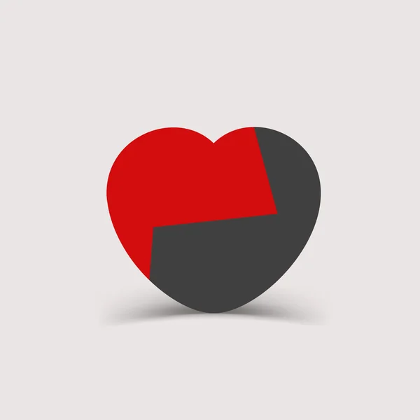 Coeur de deux couleurs — Image vectorielle