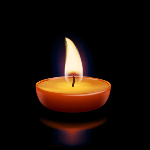 Luce di candela al buio — Vettoriale Stock