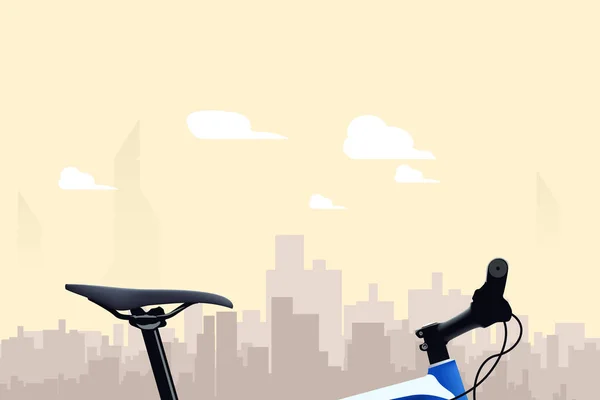 Silueta de la ciudad bicicleta — Vector de stock